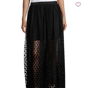 Free People lace and velvet dot tulle long skirt